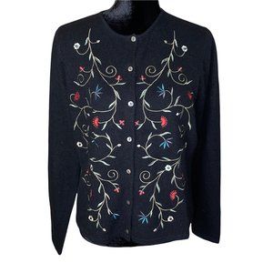 Lord & Taylor Black Lamb wool Cardigan